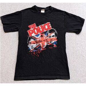 The Police World Tour 2007-2008 Band T-Shirt Black Mens Small Anvil Union Jack